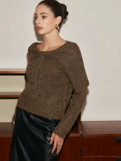 Tie Scarf Cozy Knit Top
