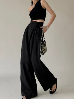 Tie Waist Flowy Wide Leg Dress Pants