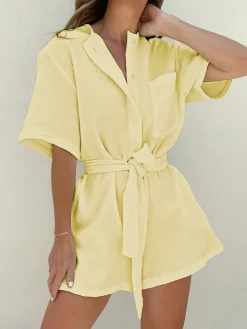 Tied Cotton Jumpsuit