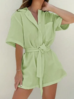 Tied Cotton Jumpsuit