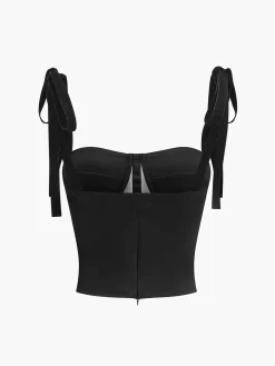 Tied Mesh Corset Crop Top