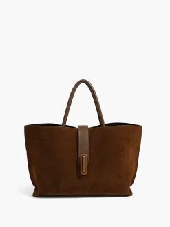 Top Handle Suede Compartment Bag