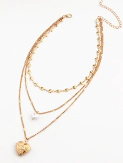 Triple Layered Heart Charm Necklace