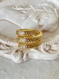 Triple-Layer Snake Spiral Ring