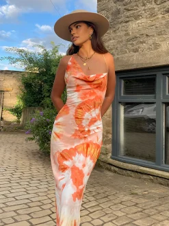 Tropical Floral Print Cami Long Dress
