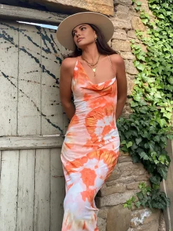 Tropical Floral Print Cami Long Dress