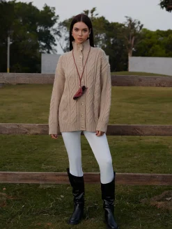 Turtleneck Breasted Cable Knit Outerwear
