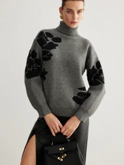 Turtleneck Color Block Shift Sweater
