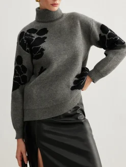 Turtleneck Color Block Shift Sweater