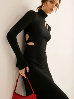 Turtleneck Cutout Slim Dress
