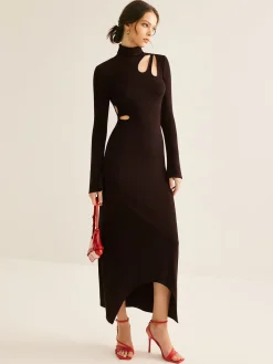 Turtleneck Cutout Slim Dress