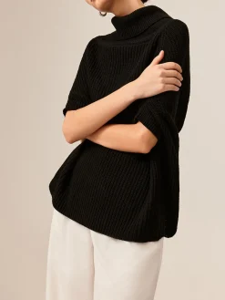 Turtleneck Half-Sleeve Sweater Without Belt