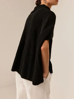 Turtleneck Half-Sleeve Sweater Without Belt
