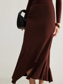 Turtleneck Irregular Pleated Long Dress