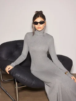 Turtleneck Jersey Long Dress