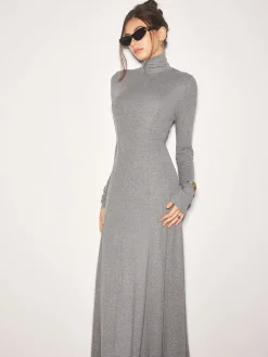Turtleneck Jersey Long Dress