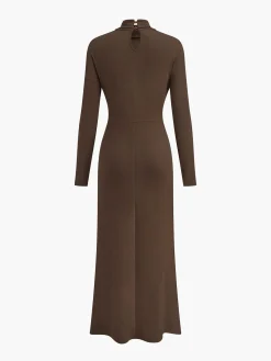 Turtleneck Knotted Pleated Long Dress