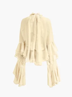 Turtleneck Ruffle Chiffon Shirt