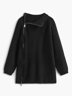 Turtleneck Side Zipper Knit Top