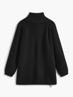 Turtleneck Side Zipper Knit Top