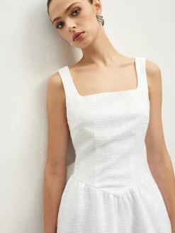 Tweed Backless Bow Short Dress