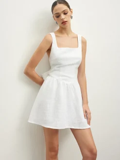 Tweed Backless Bow Short Dress