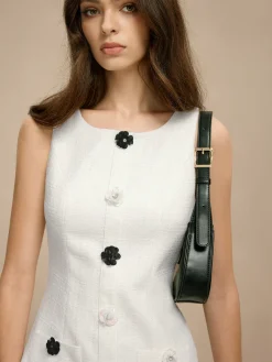 Tweed 3D Flower Pockets Dress