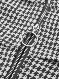 Tweed Houndstooth Zipper Sweatshirt