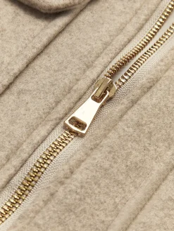 Tweed Lapel Zipper Jacket