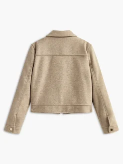 Tweed Lapel Zipper Jacket