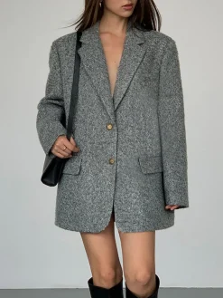 Tweed Long Blazer Without Belt