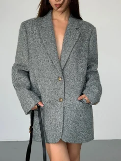 Tweed Long Blazer Without Belt