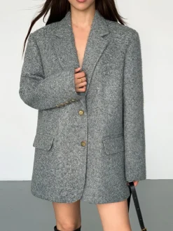 Tweed Long Blazer Without Belt