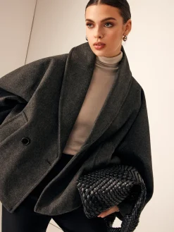 Tweed Pockets Loose Coat
