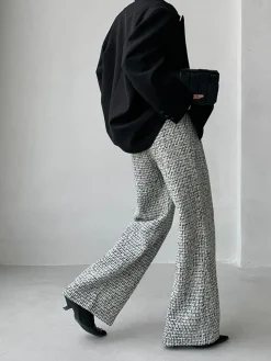 Tweed Wide Leg Dress Pants