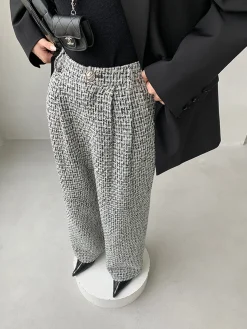 Tweed Wide Leg Dress Pants