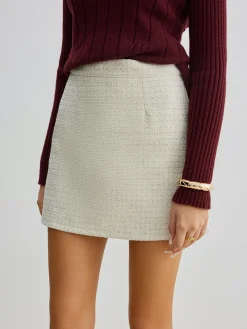 Tweed Zipper A-Line Mini Skirt