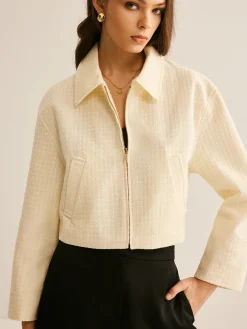 Tweed Zipper Polo Jacket