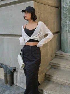 Twist Cover Up Crop Knit Top