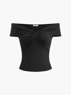 Twist Front Off Shoulder Top