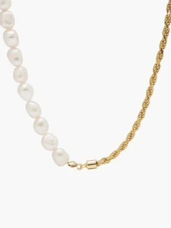 Twist Pearl Beaded Panel Necklace
