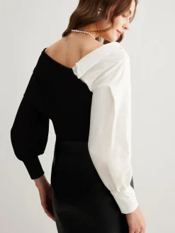 Two Tone Cold-Shoulder T-Shirt