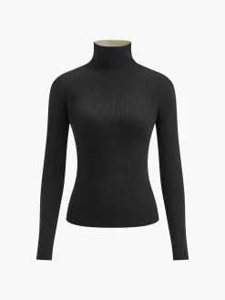 Two Tone Double Sided Long Sleeve Knit Top