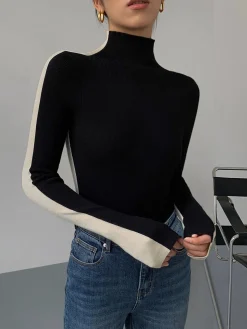 Two Tone Double Sided Long Sleeve Knit Top