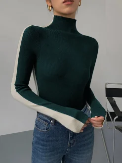 Two Tone Double Sided Long Sleeve Knit Top