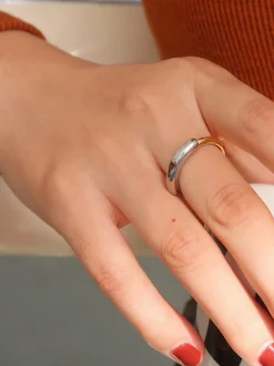 Two Tone Glossy Hoop Ring