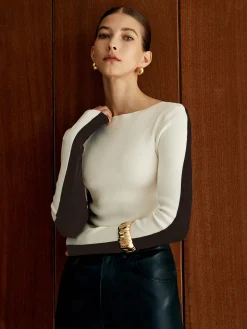 Two Tone Panel Knit Top