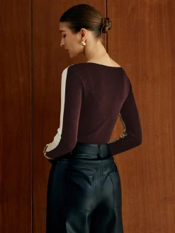 Two Tone Panel Knit Top