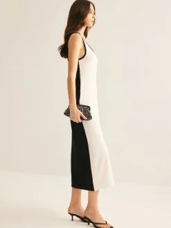 Two Tone Panel Pockets Tank Dress