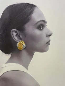 Two Tone Ripple Square Earrings